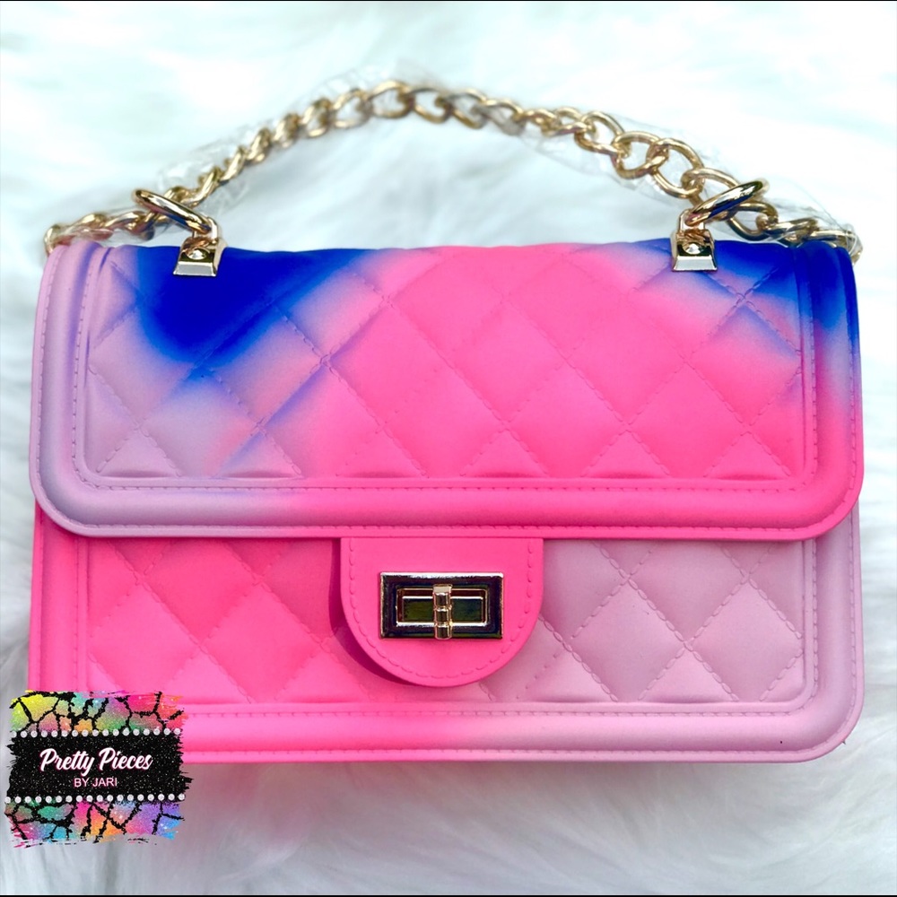 Fashion Crossbody Handbag. Jelly Handbag. Gold Shoulder Chain Included.